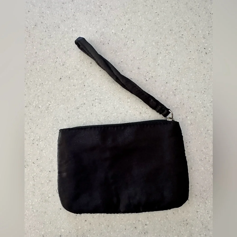 Hello Kitty Sequin Wristlet - Black and Pink Coin purse Zippered.